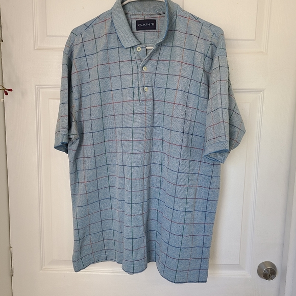 (173) Gant Men's Classic Short Sleeve Three Button Polo Shirt,Size: XXX, Blue - Picture 3 of 10